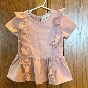 Rare Editions pink blush ruffle baby girl top